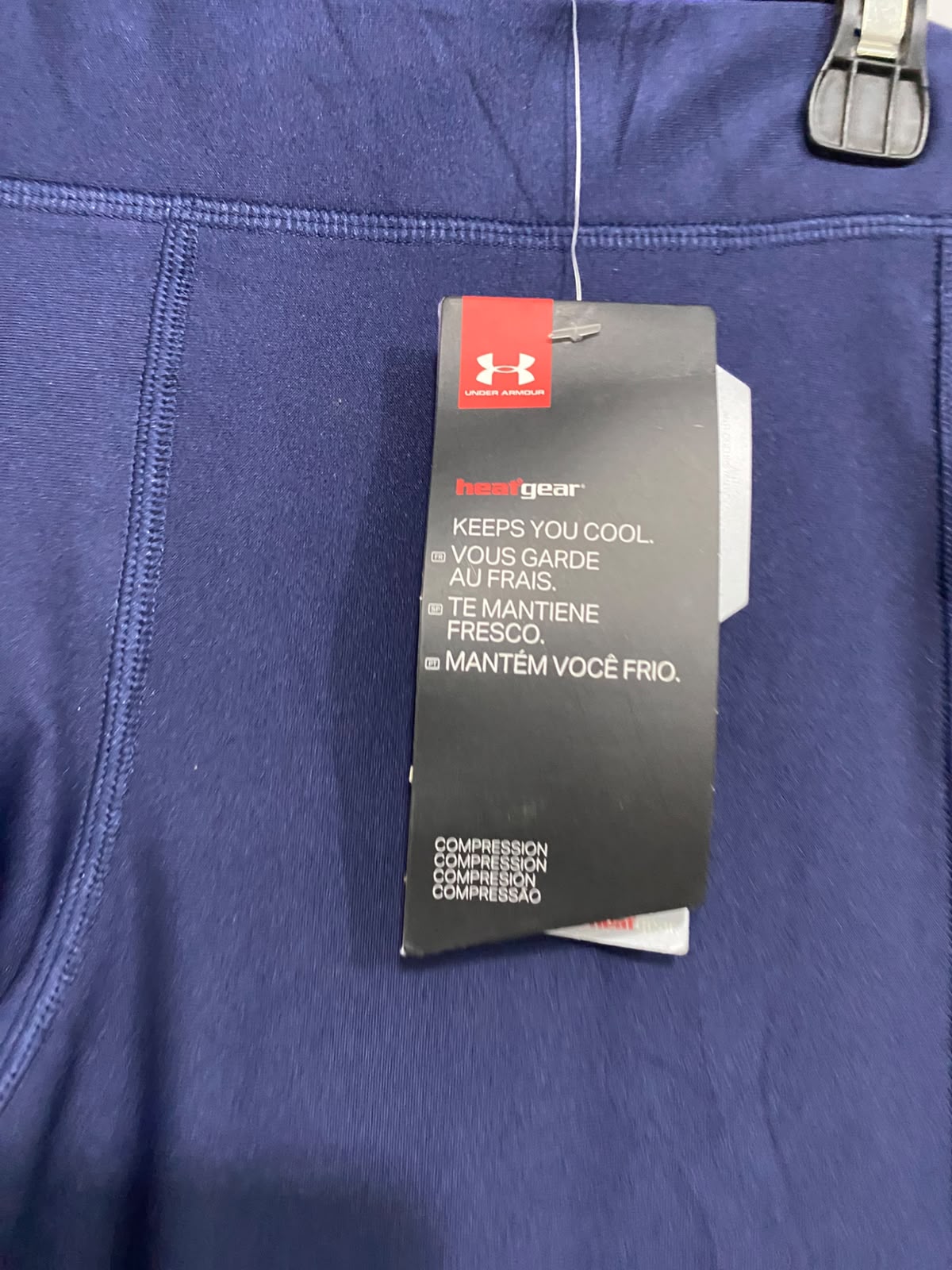 UNDER ARMOUR |L| WAIST 28| A40| NAVY AND BLUE COLOUR-BLOCK PERFORMANCE UTILITY LEGGINGS