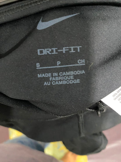 NIKE |S| WAIST 24| A40| BLACK AND BURGUNDY PANELLED DRI-FIT PERFORMANCE UTILITY LEGGINGS