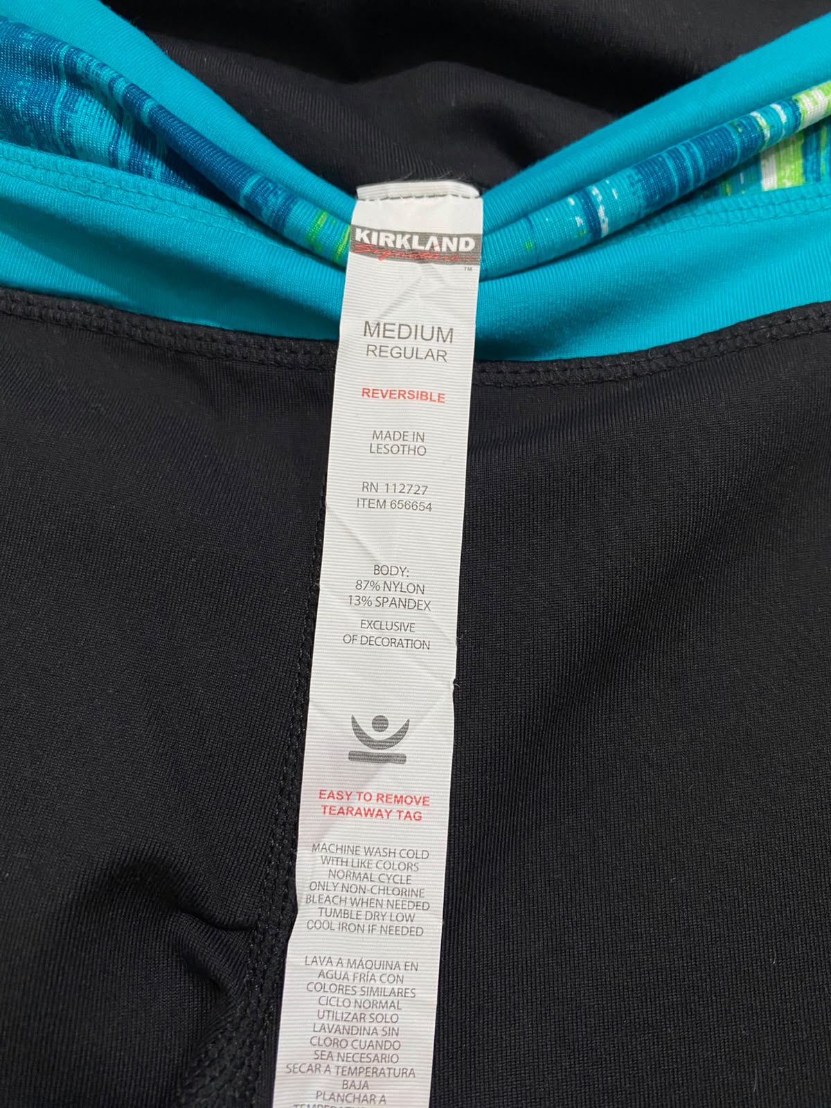 KIRKLAND |M| WAIST 30| A40| BLACK AND TURQUOISE WAISTBAND WIDE-LEG PERFORMANCE UTILITY TROUSERS