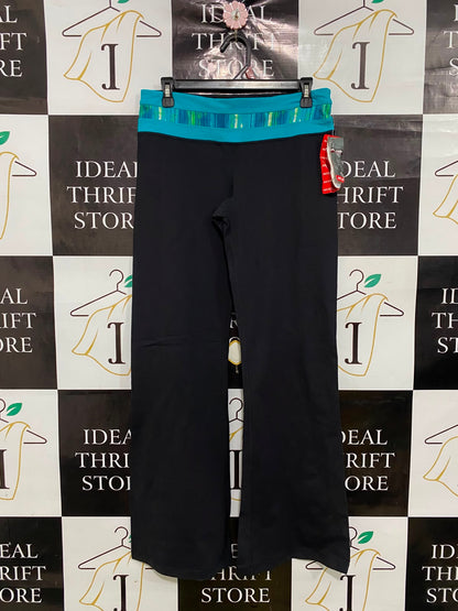 KIRKLAND |M| WAIST 30| A40| BLACK AND TURQUOISE WAISTBAND WIDE-LEG PERFORMANCE UTILITY TROUSERS