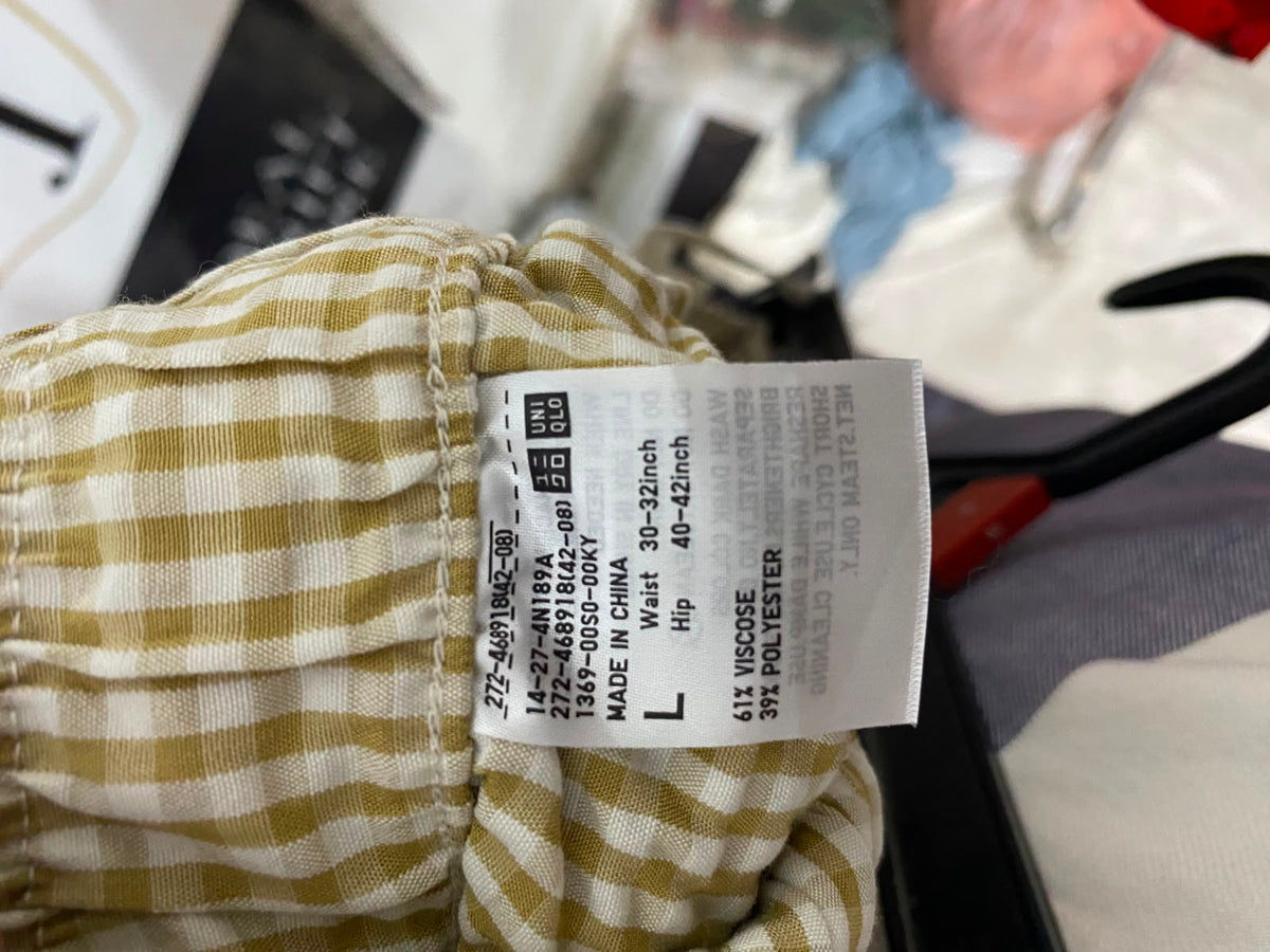 UNIQLO |L| WAIST 30| A40| MUSTARD GINGHAM CHECK LOUNGE UTILITY SHORTS