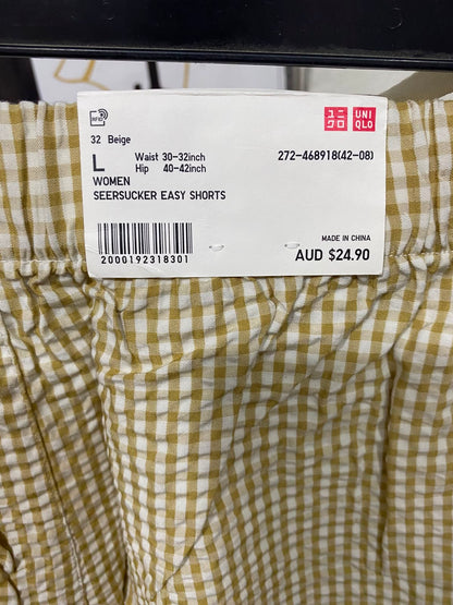 UNIQLO |L| WAIST 30| A40| MUSTARD GINGHAM CHECK LOUNGE UTILITY SHORTS