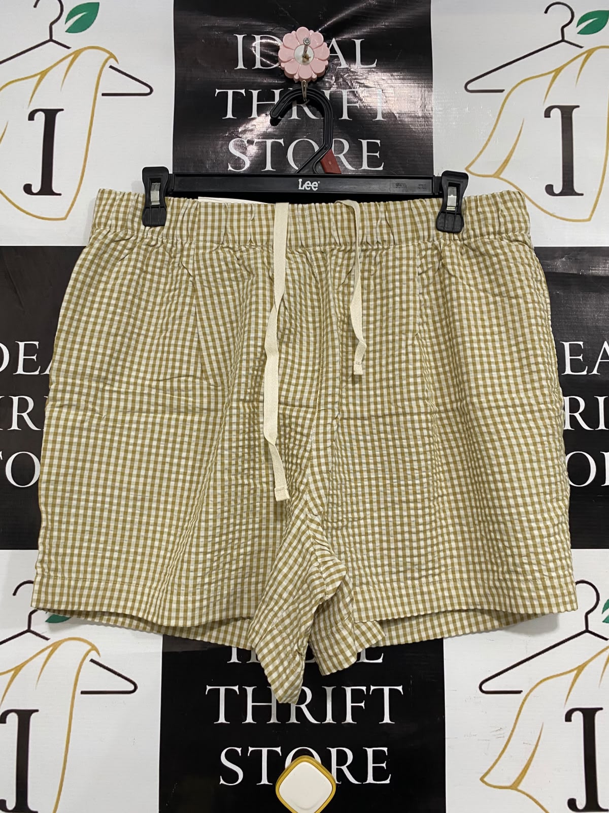 UNIQLO |L| WAIST 30| A40| MUSTARD GINGHAM CHECK LOUNGE UTILITY SHORTS