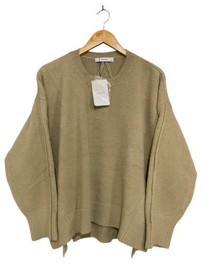 OSKER |XS/S| BUST 27| A41| BEIGE OVERSIZED KNIT UTILITY SWEATER