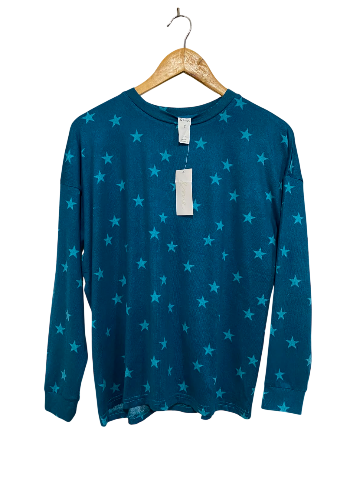 & ME |S| BUST 21| A41| TEAL STAR-PRINT PRINTED UTILITY PULLOVER