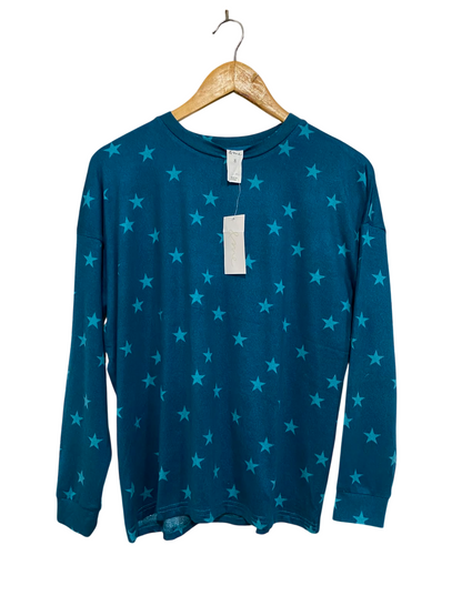 & ME |S| BUST 21| A41| TEAL STAR-PRINT PRINTED UTILITY PULLOVER