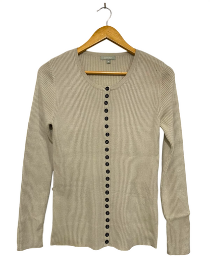 YARRA TRAIL |M| BUST 16| A41| BEIGE MULTI-BUTTON RIBBED UTILITY CARDIGAN
