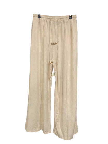 CIDER |M| WAIST 28| A41| CREAM RIBBED WIDE-LEG DRAWSTRING UTILITY TROUSERS
