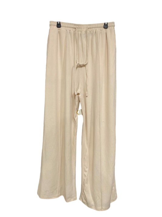 CIDER |M| WAIST 28| A41| CREAM RIBBED WIDE-LEG DRAWSTRING UTILITY TROUSERS