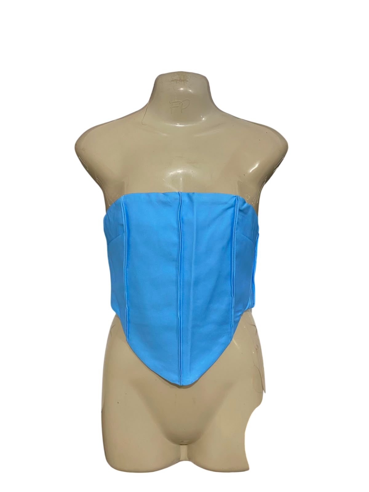TIGER MIST |XS| BUST 15| A41| BRIGHT BLUE STRAPLESS CORSET UTILITY CROP TOP