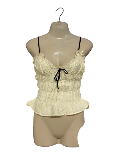 WHITE FOX |XS| BUST 15| A41| PALE YELLOW RUCHED PEPLUM UTILITY CAMI TOP