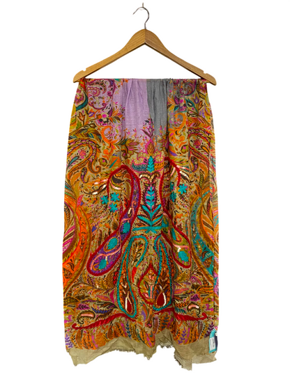 BLUE ILLUSION |B41| MULTICOLOR PAISLEY EMBROIDERED SEQUIN UTILITY SHAWL SCARF
