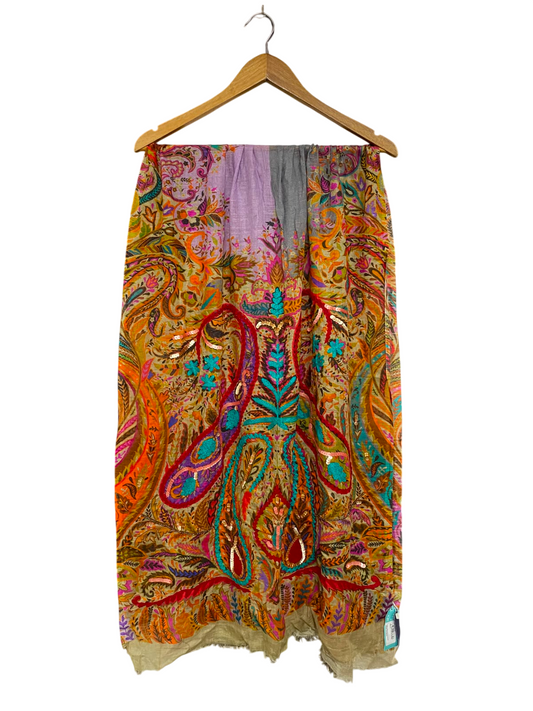 BLUE ILLUSION |B41| MULTICOLOR PAISLEY EMBROIDERED SEQUIN UTILITY SHAWL SCARF
