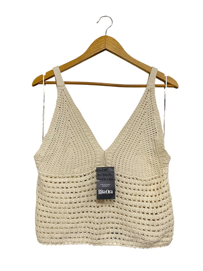 PRIMARK |L| BUST 16| A41| RITA ORA CREAM CROCHET UTILITY CROP TOP