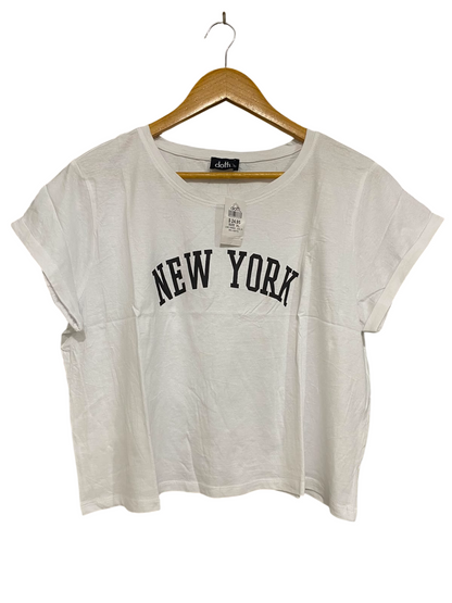 DOTTI |XL| BUST 21| A41| WHITE "NEW YORK" GRAPHIC UTILITY T-SHIRT