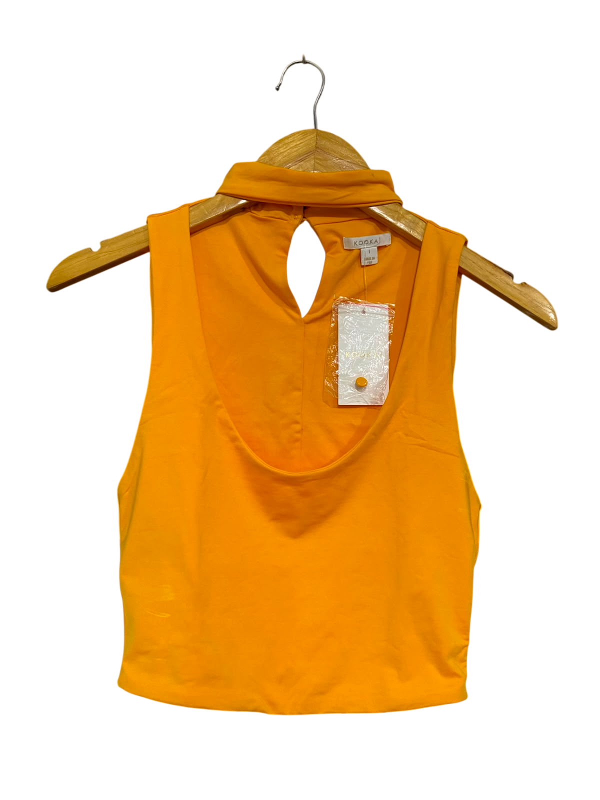 KOOKAI |XS| BUST 13| A41| VIBRANT ORANGE HALTER-NECK UTILITY CROP TOP