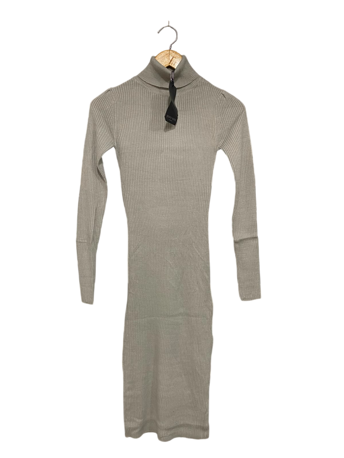 BRAVE SOUL |S| BUST 12| A42| GREY RIBBED KNIT TURTLENECK UTILITY MIDI DRESS