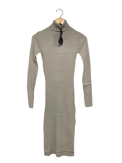 BRAVE SOUL |S| BUST 12| A42| GREY RIBBED KNIT TURTLENECK UTILITY MIDI DRESS