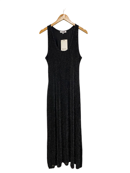 DAZIE |S| BUST 15| A42| BLACK SHIMMER RIBBED KNIT MIDI UTILITY DRESS