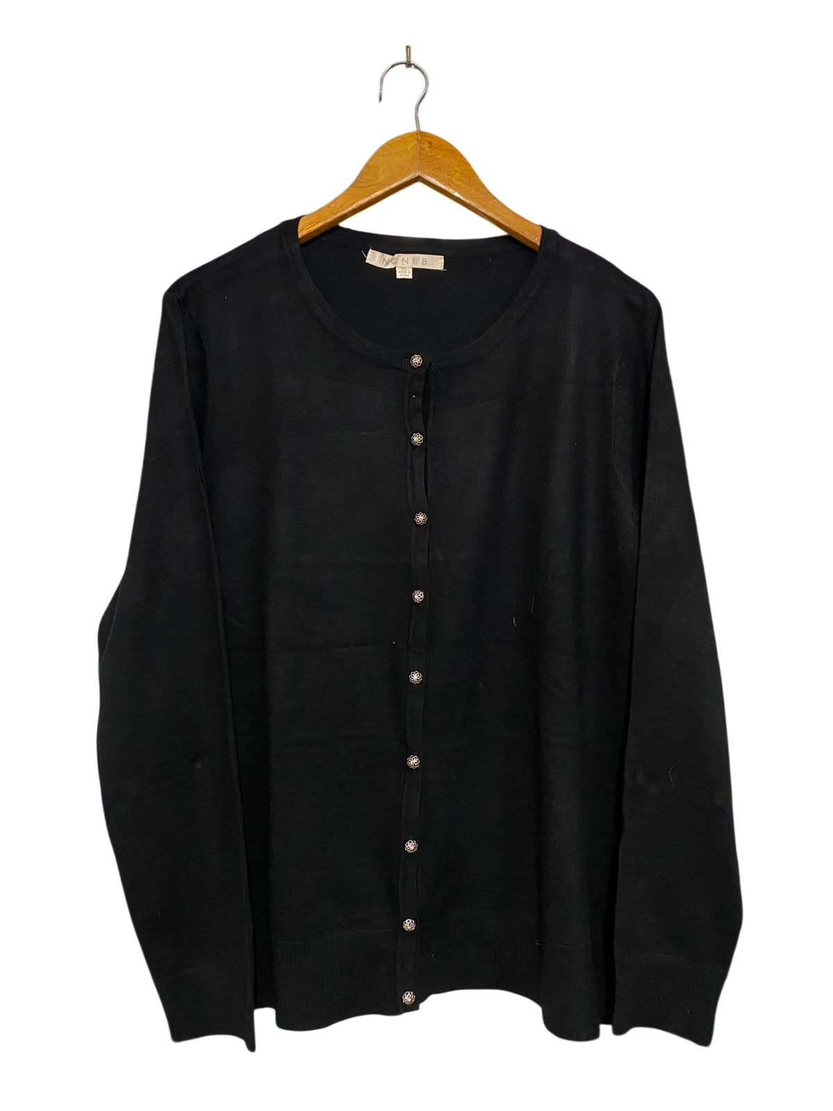 NONI B |XL| BUST 29| A42| BLACK GEM-BUTTON KNIT CARDIGAN UTILITY PULLOVER