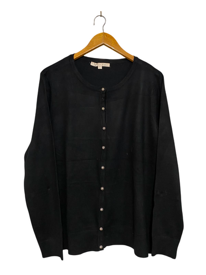 NONI B |XL| BUST 29| A42| BLACK GEM-BUTTON KNIT CARDIGAN UTILITY PULLOVER