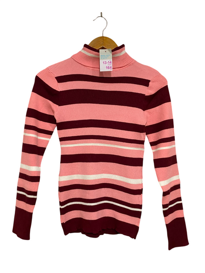 PRIMARK CARE |XS| BUST 13| A42| STRIPED TURTLENECK RIBBED WINTER UTILITY KNIT TOP