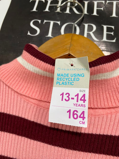 PRIMARK CARE |XS| BUST 13| A42| STRIPED TURTLENECK RIBBED WINTER UTILITY KNIT TOP