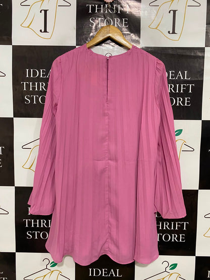 H&M |XS| BUST 19| A42| MAUVE PINK PLEATED UTILITY MINI DRESS