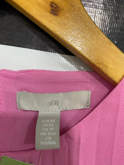 H&M |XS| BUST 19| A42| MAUVE PINK PLEATED UTILITY MINI DRESS