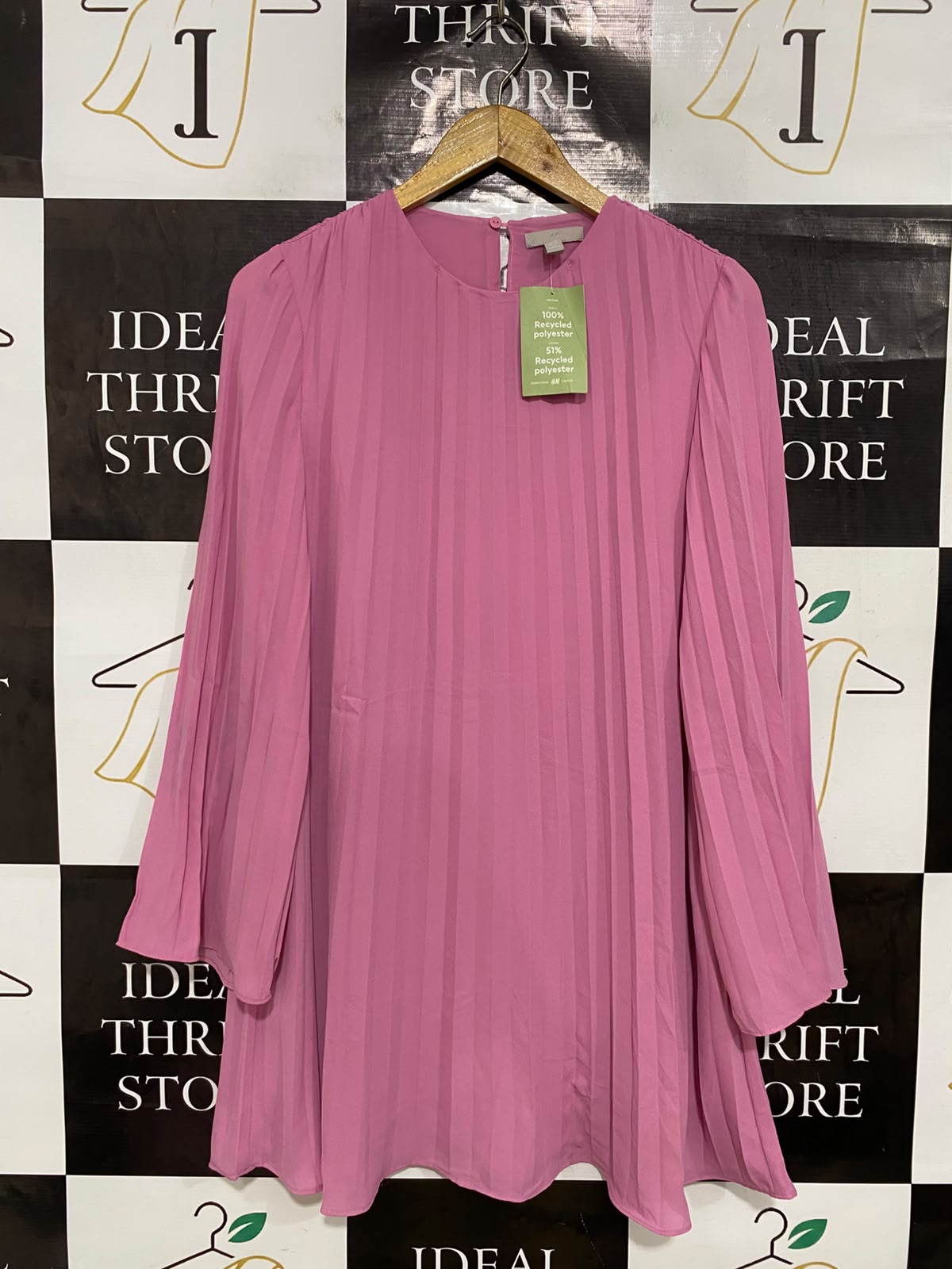H&M |XS| BUST 19| A42| MAUVE PINK PLEATED UTILITY MINI DRESS