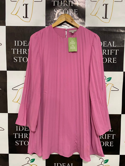 H&M |XS| BUST 19| A42| MAUVE PINK PLEATED UTILITY MINI DRESS