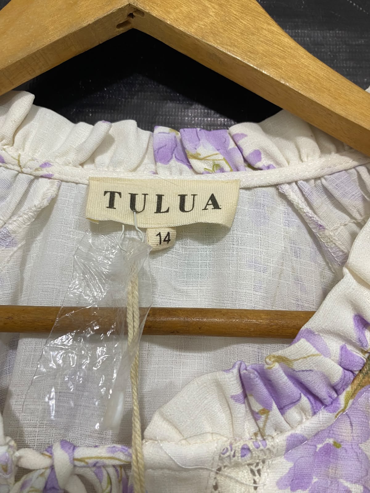 TULUA |L| BUST 20| A42| TULUA LILAC FLORAL LACE-TRIMMED UTILITY BLOUSE