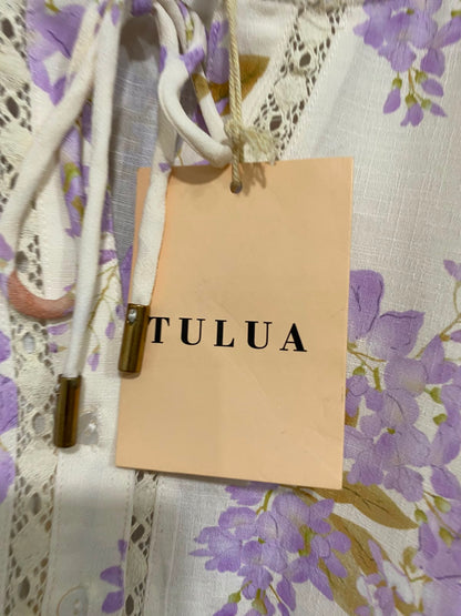 TULUA |L| BUST 20| A42| TULUA LILAC FLORAL LACE-TRIMMED UTILITY BLOUSE
