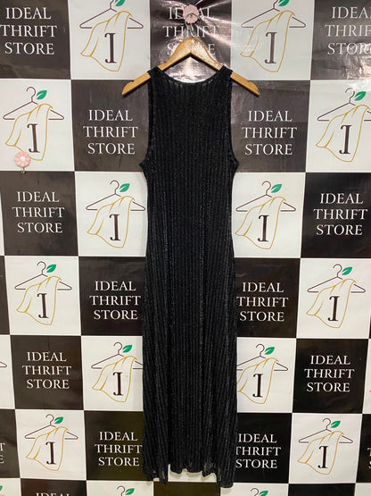 DAZIE |S| BUST 15| A42| BLACK SHIMMER RIBBED KNIT MIDI UTILITY DRESS