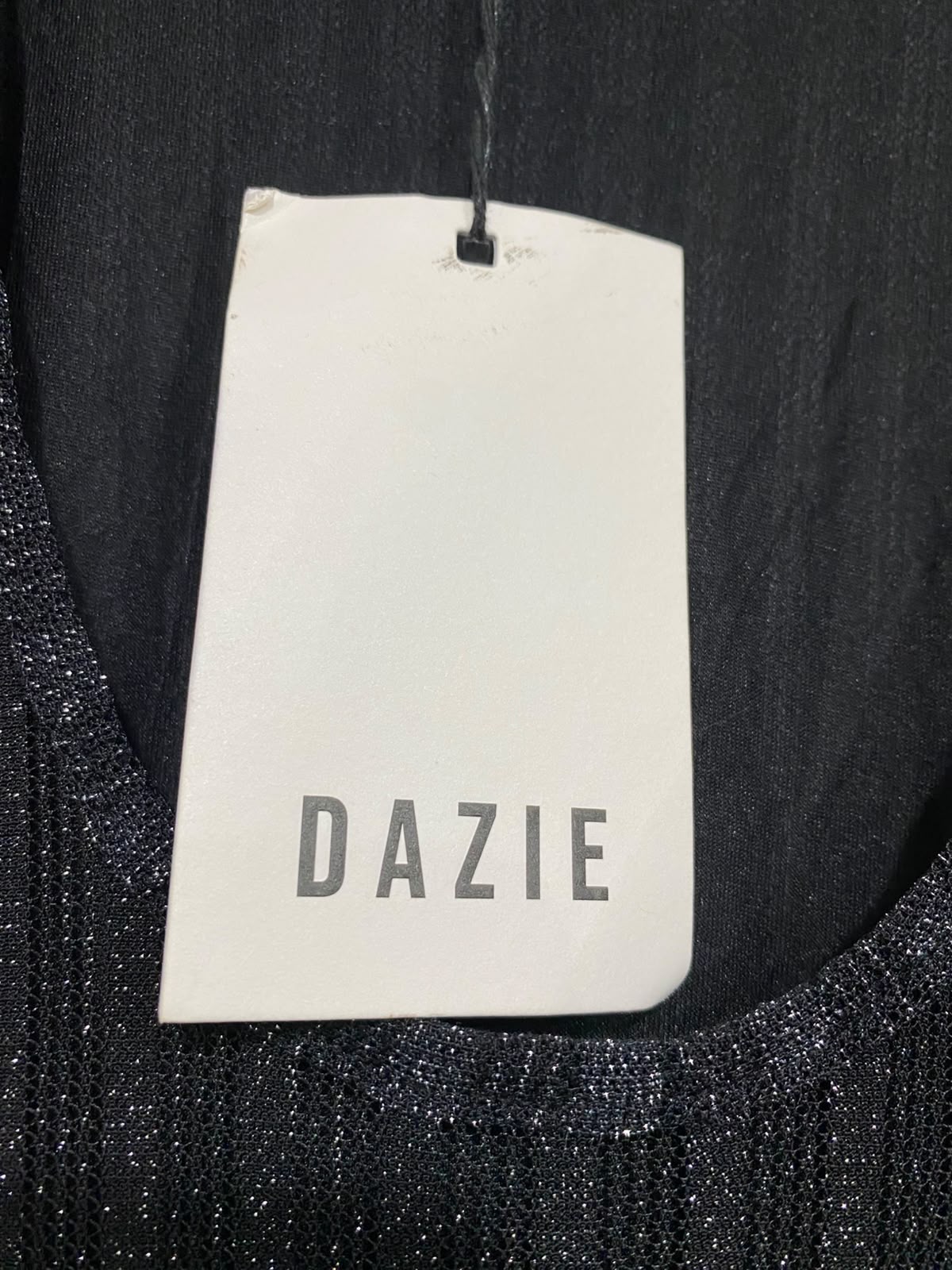 DAZIE |S| BUST 15| A42| BLACK SHIMMER RIBBED KNIT MIDI UTILITY DRESS