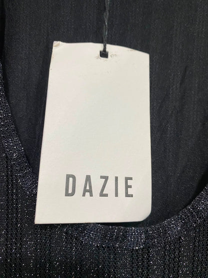 DAZIE |S| BUST 15| A42| BLACK SHIMMER RIBBED KNIT MIDI UTILITY DRESS