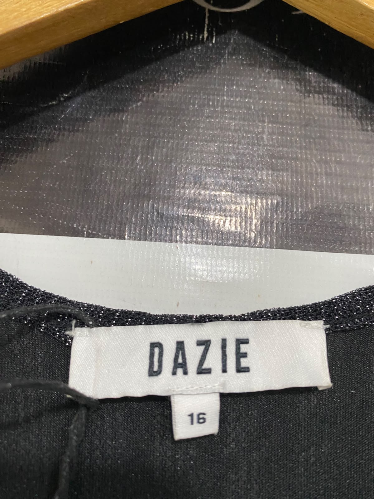 DAZIE |S| BUST 15| A42| BLACK SHIMMER RIBBED KNIT MIDI UTILITY DRESS
