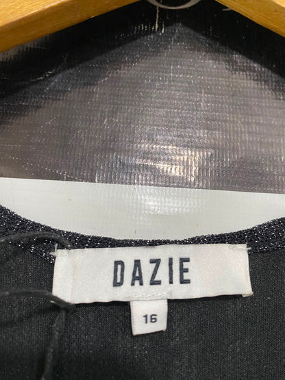 DAZIE |S| BUST 15| A42| BLACK SHIMMER RIBBED KNIT MIDI UTILITY DRESS