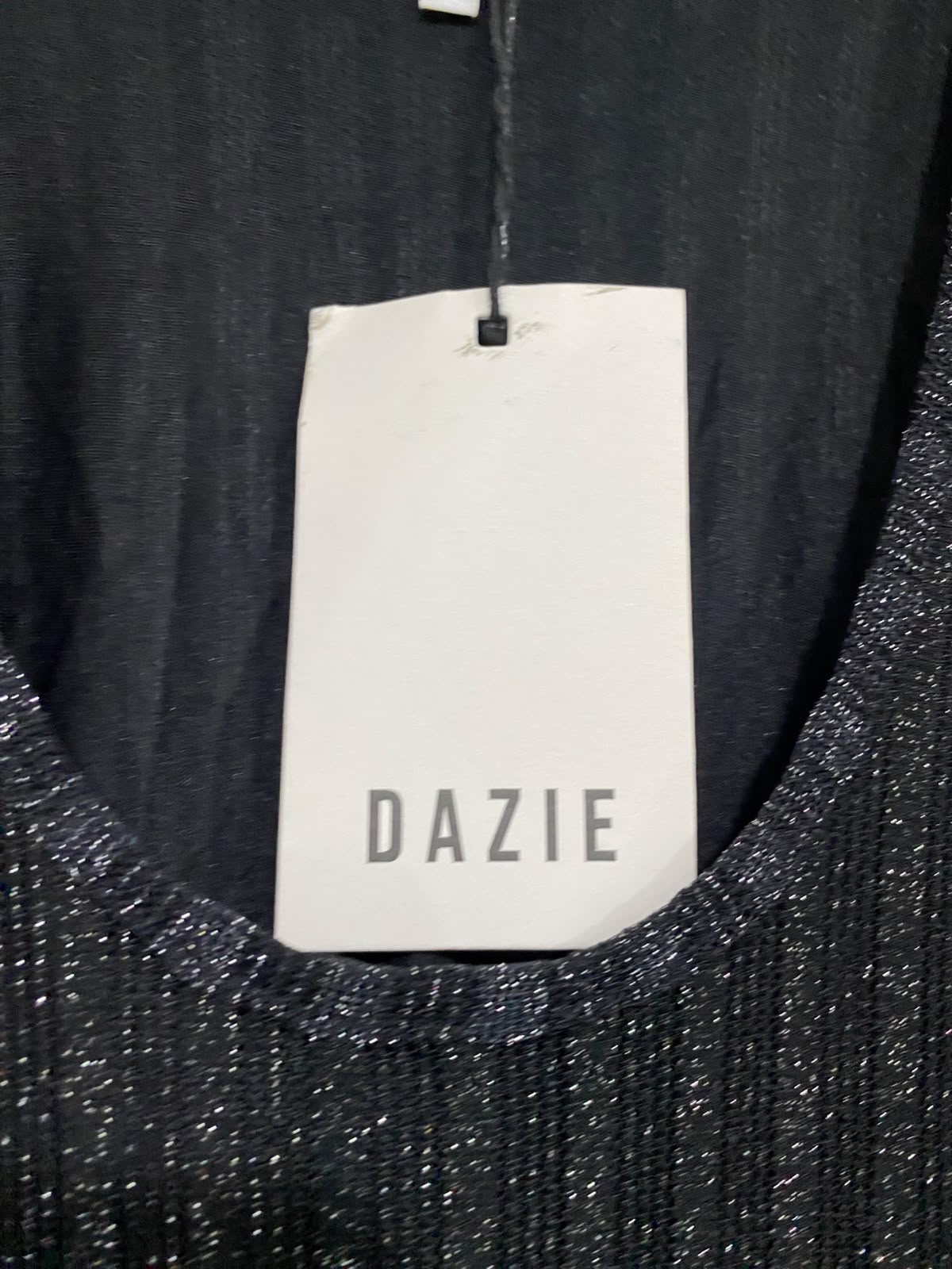 DAZIE |S| BUST 15| A42| BLACK SHIMMER RIBBED KNIT MIDI UTILITY DRESS