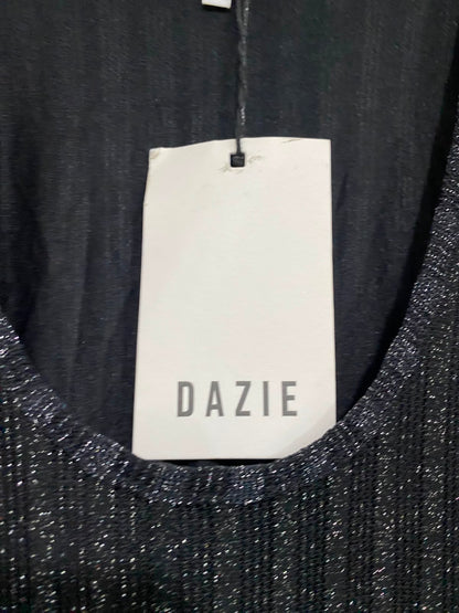 DAZIE |S| BUST 15| A42| BLACK SHIMMER RIBBED KNIT MIDI UTILITY DRESS