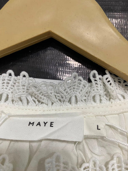 MAYE |L| BUST 20| A42| OFF-WHITE CROCHET LACE-TRIMMED UTILITY BLOUSE