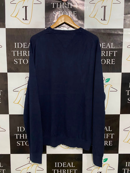 TOMMY HILFIGER |XL| BUST 25| A42| NAVY V-NECK WINTER UTILITY KNIT SWEATER