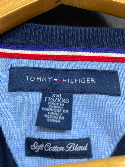 TOMMY HILFIGER |XL| BUST 25| A42| NAVY V-NECK WINTER UTILITY KNIT SWEATER
