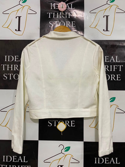 SHEIN |M| BUST 17| A42| OFF-WHITE CROPPED BIKER UTILITY JACKET