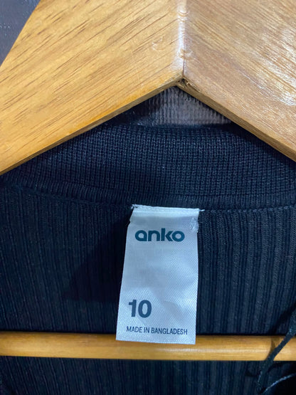 ANKO |S| BUST 15| A42| BLACK RIBBED KNIT POLO UTILITY MINI DRESS