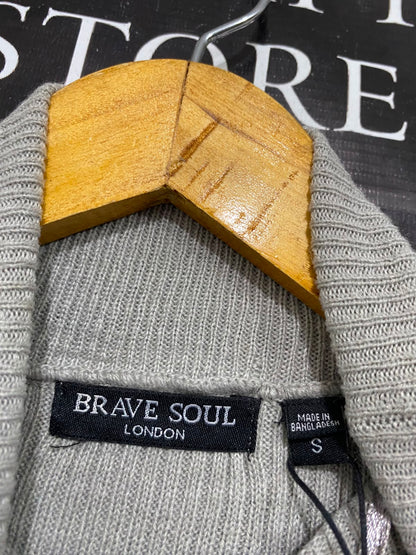 BRAVE SOUL |S| BUST 12| A42| GREY RIBBED KNIT TURTLENECK UTILITY MIDI DRESS