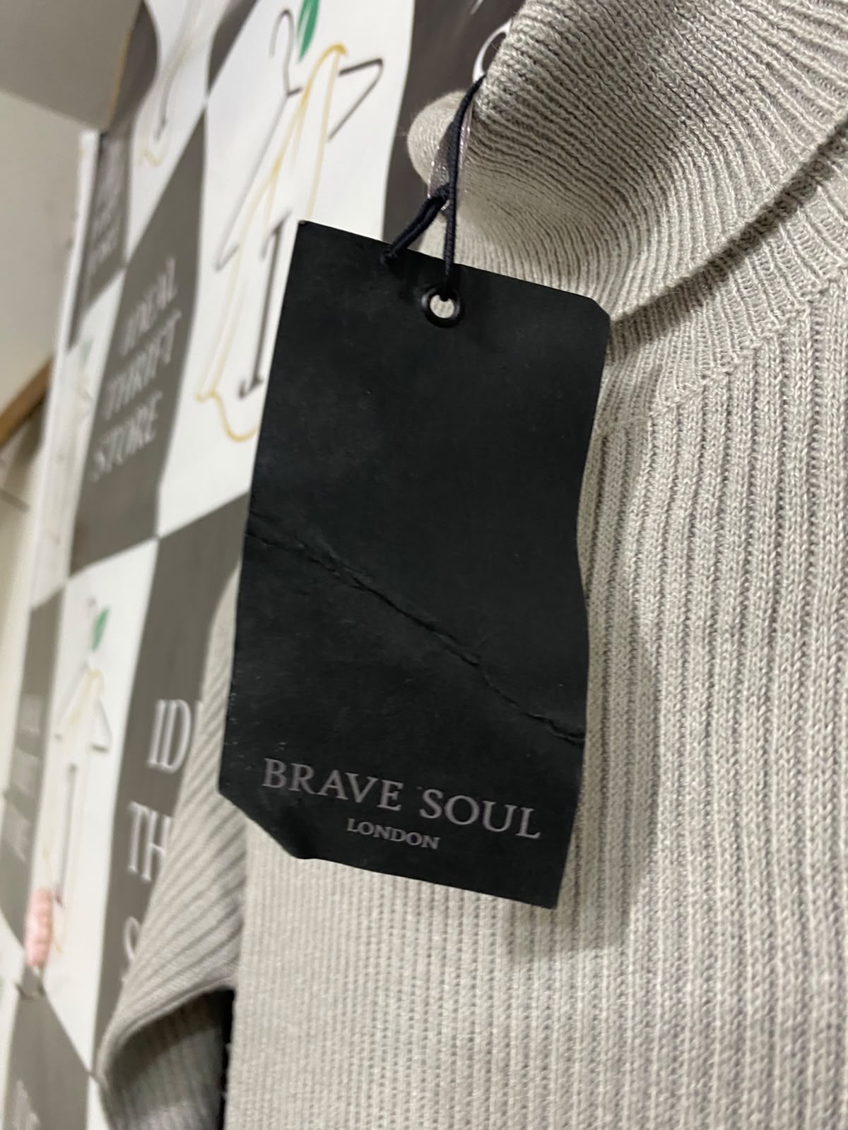 BRAVE SOUL |S| BUST 12| A42| GREY RIBBED KNIT TURTLENECK UTILITY MIDI DRESS