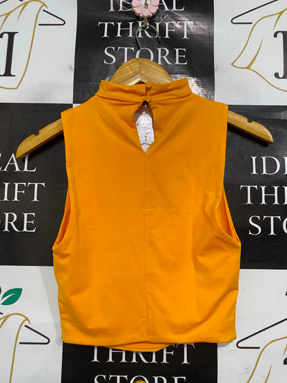 KOOKAI |XS| BUST 13| A41| VIBRANT ORANGE HALTER-NECK UTILITY CROP TOP