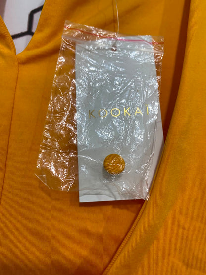 KOOKAI |XS| BUST 13| A41| VIBRANT ORANGE HALTER-NECK UTILITY CROP TOP