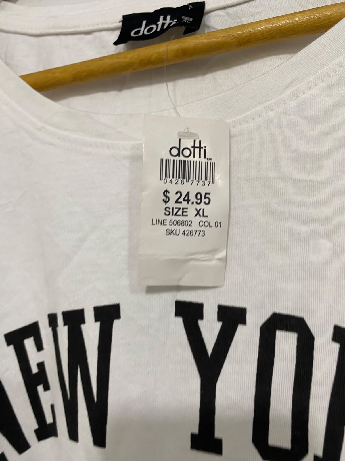 DOTTI |XL| BUST 21| A41| WHITE "NEW YORK" GRAPHIC UTILITY T-SHIRT